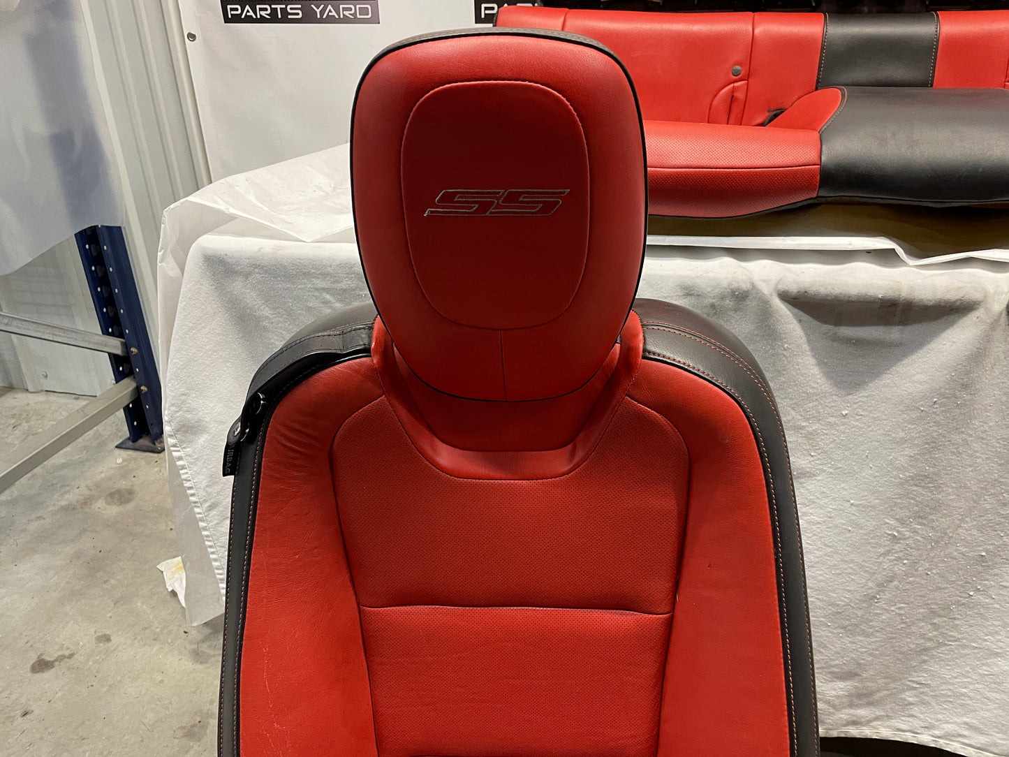 2010 Chevy Camaro SS Seats Fronts and Rears Black and Orange Leather OEM - Day's Parts Yard