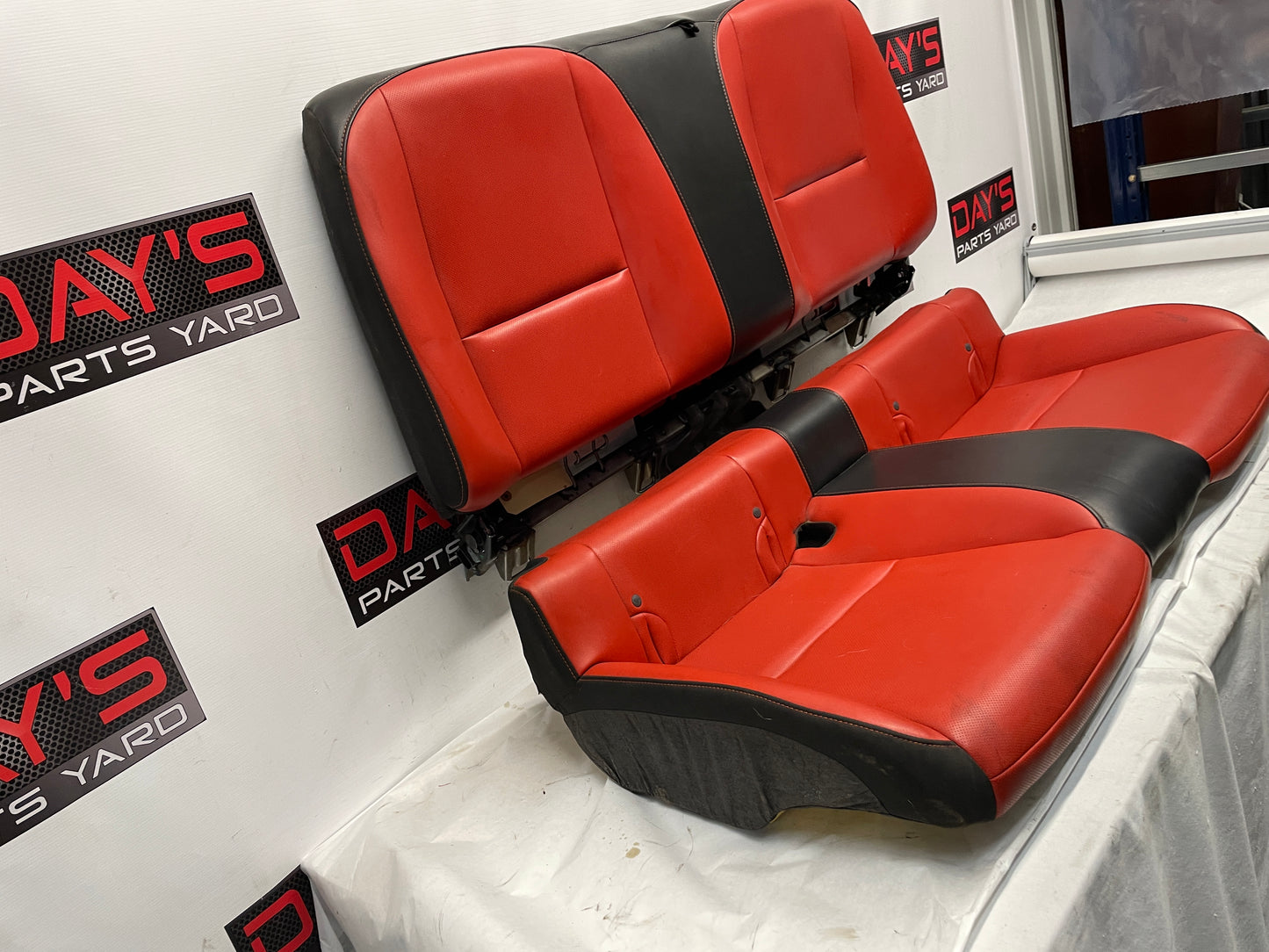 2010 Chevy Camaro SS Seats Fronts and Rears Black and Orange Leather OEM - Day's Parts Yard