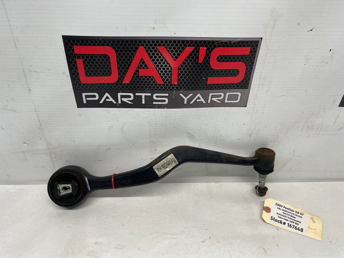 2009 Pontiac G8 GT Front RH Passenger Lower Control Arm OEM - Day's Parts Yard