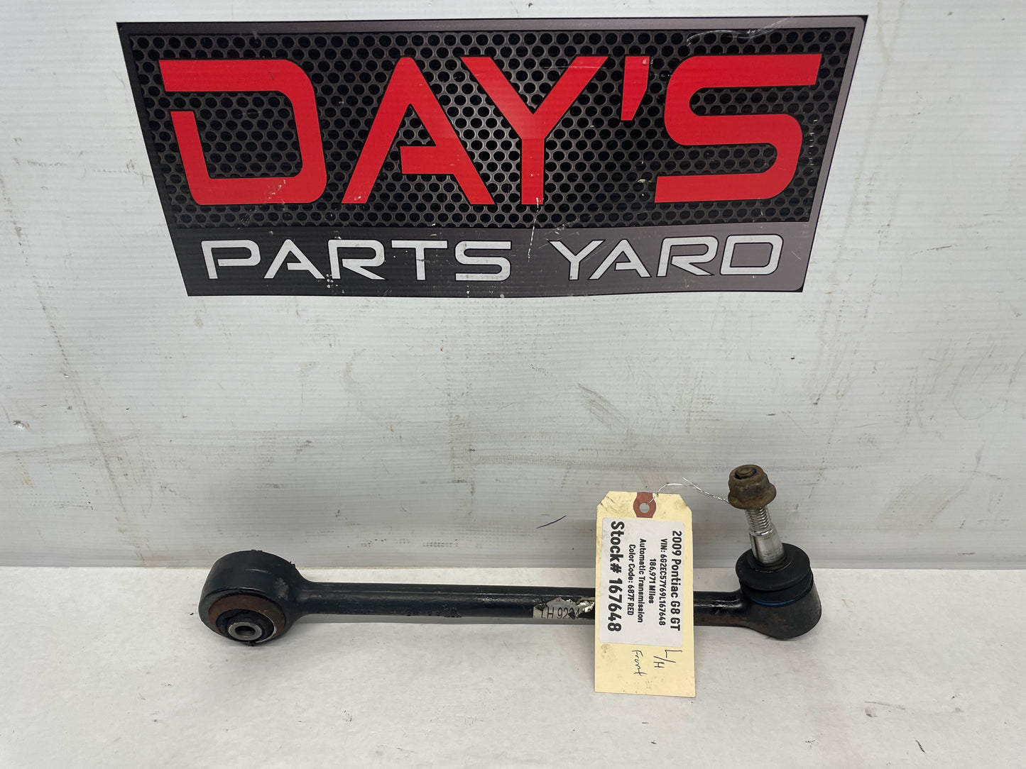 2009 Pontiac G8 LH Driver Front Lower Rearward Control Arm OEM - Day's Parts Yard