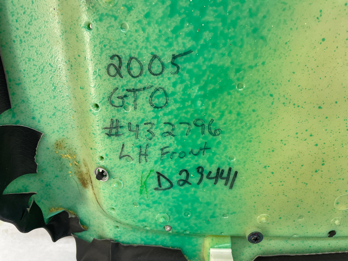 2005 Pontiac GTO LH Driver Front Seat Rear Upper Back Panel Cover Trim Map Pocket Bag OEM