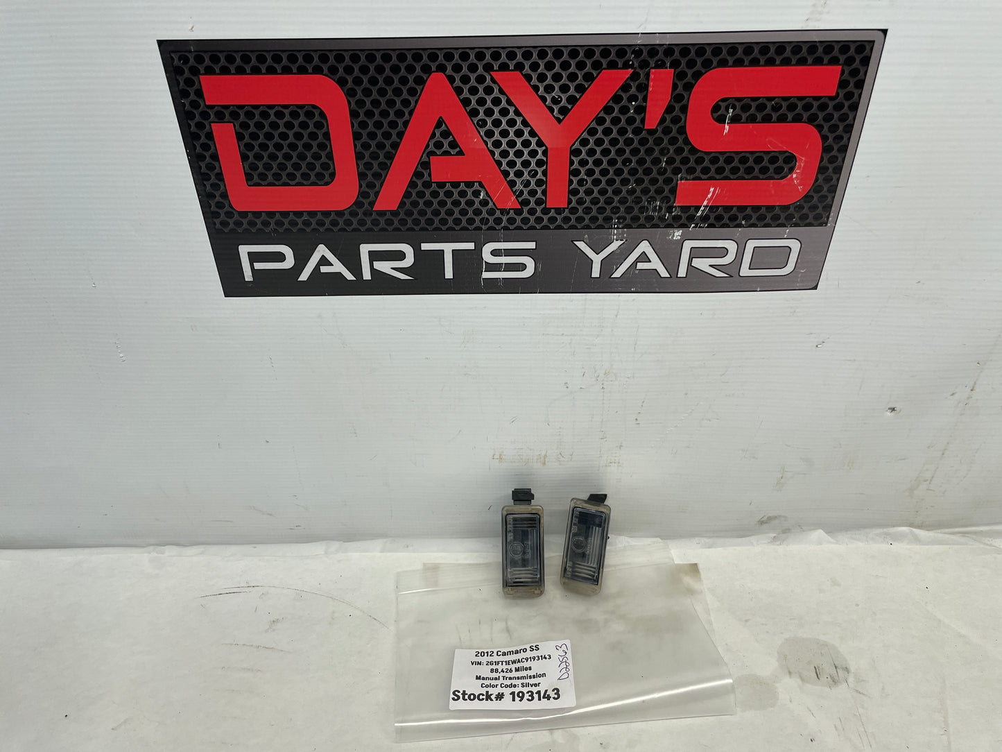 2012 Chevy Camaro SS RH & LH License Plate Tag Lamp Lights OEM - Day's Parts Yard
