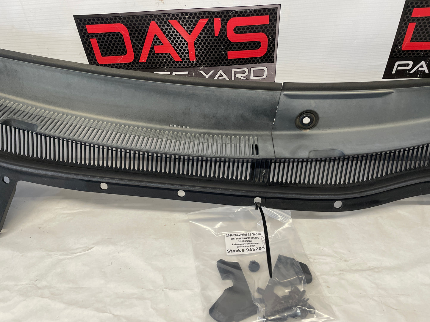 2014 Chevy SS Sedan Windshield Wiper Cowl Plastic Trim Panel Molding OEM - Day's Parts Yard