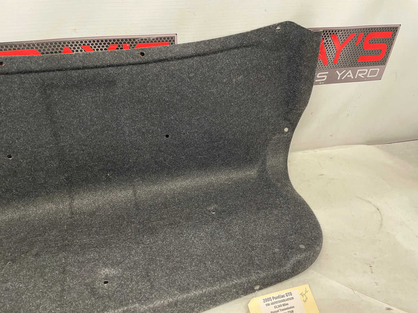 2005 Pontiac GTO Trunk Deck Lid Liner Carpet OEM - Day's Parts Yard