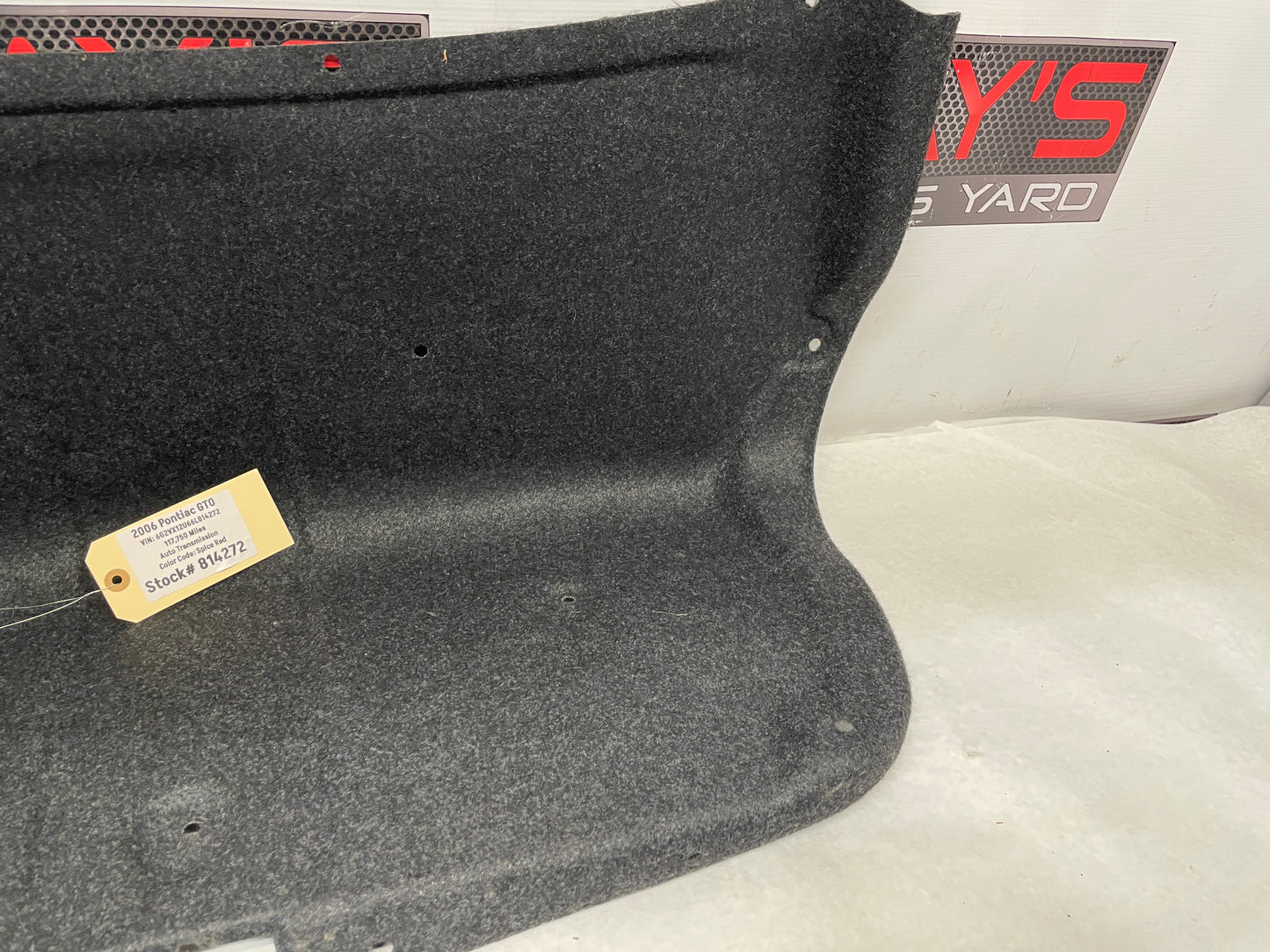2006 Pontiac GTO Trunk Deck Lid Liner Carpet Felt OEM - Day's Parts Yard
