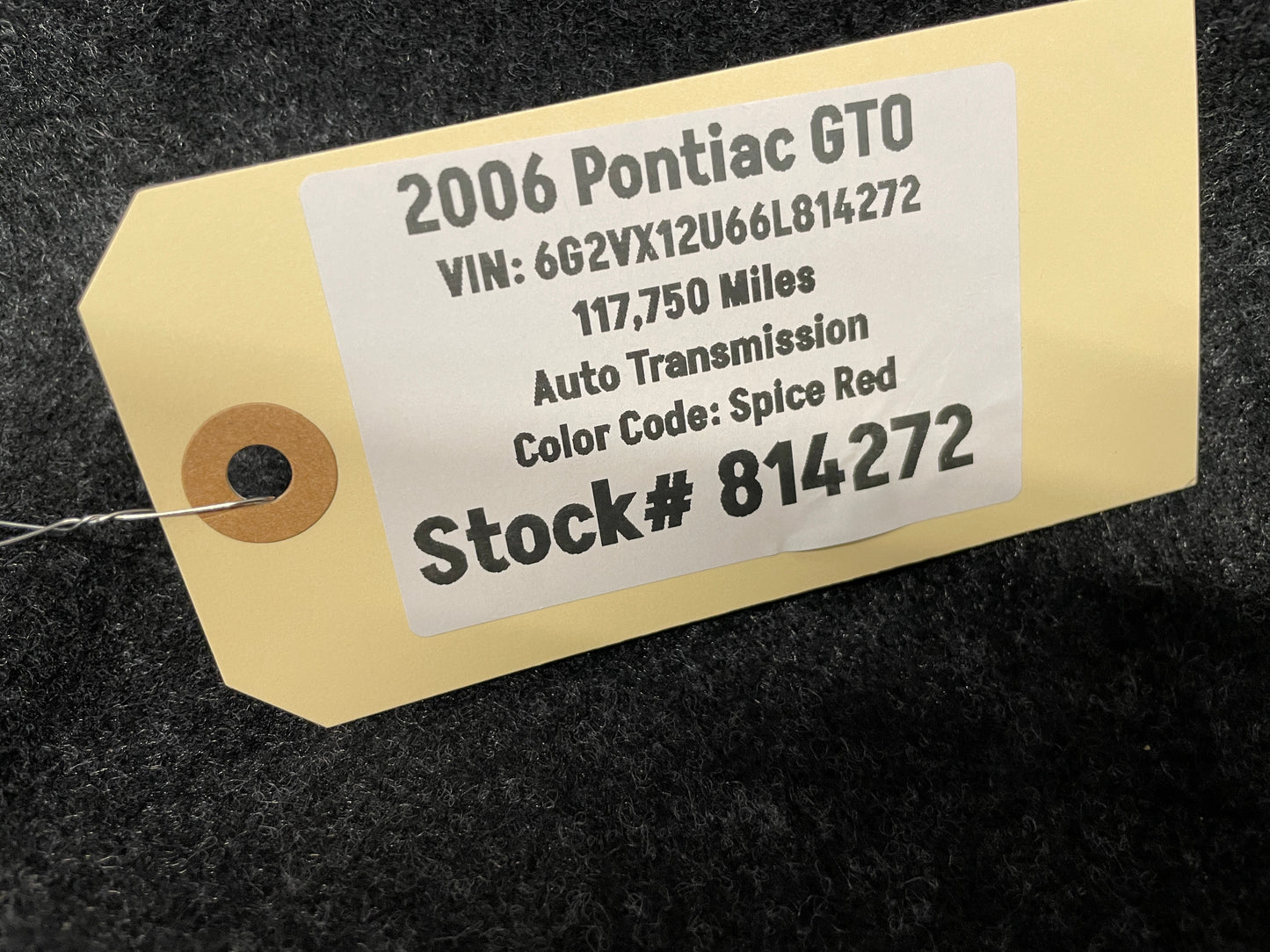 2006 Pontiac GTO Trunk Deck Lid Liner Carpet Felt OEM - Day's Parts Yard
