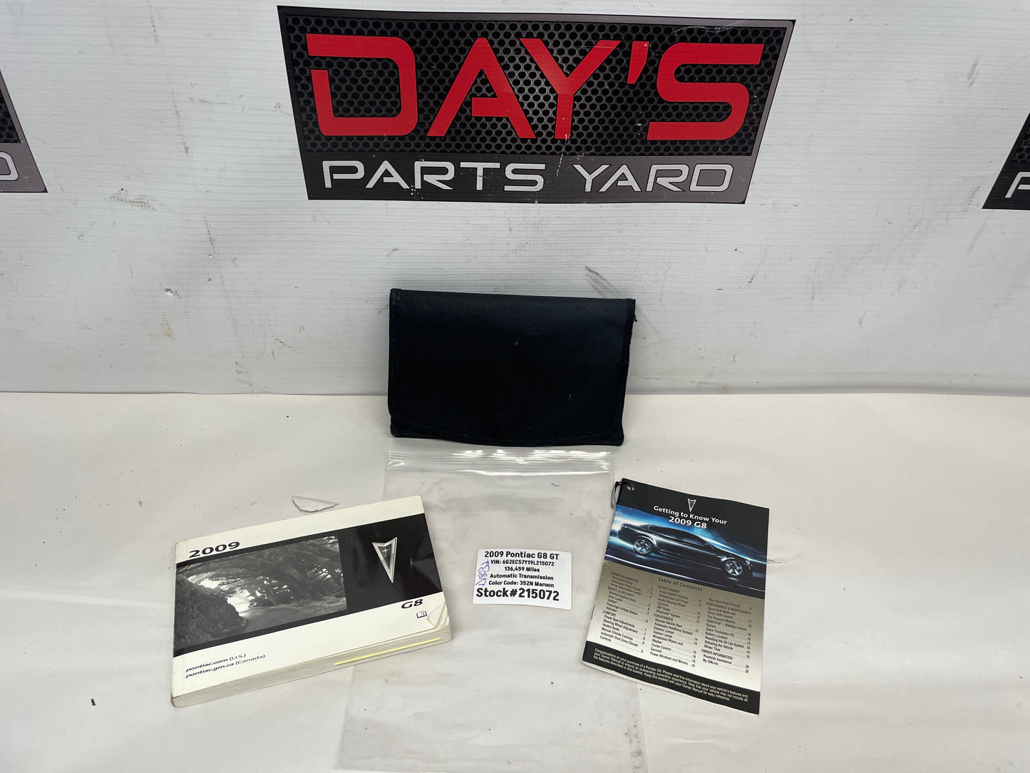 2009 Pontiac G8 GT Owners Manual Booklet OEM - Day's Parts Yard
