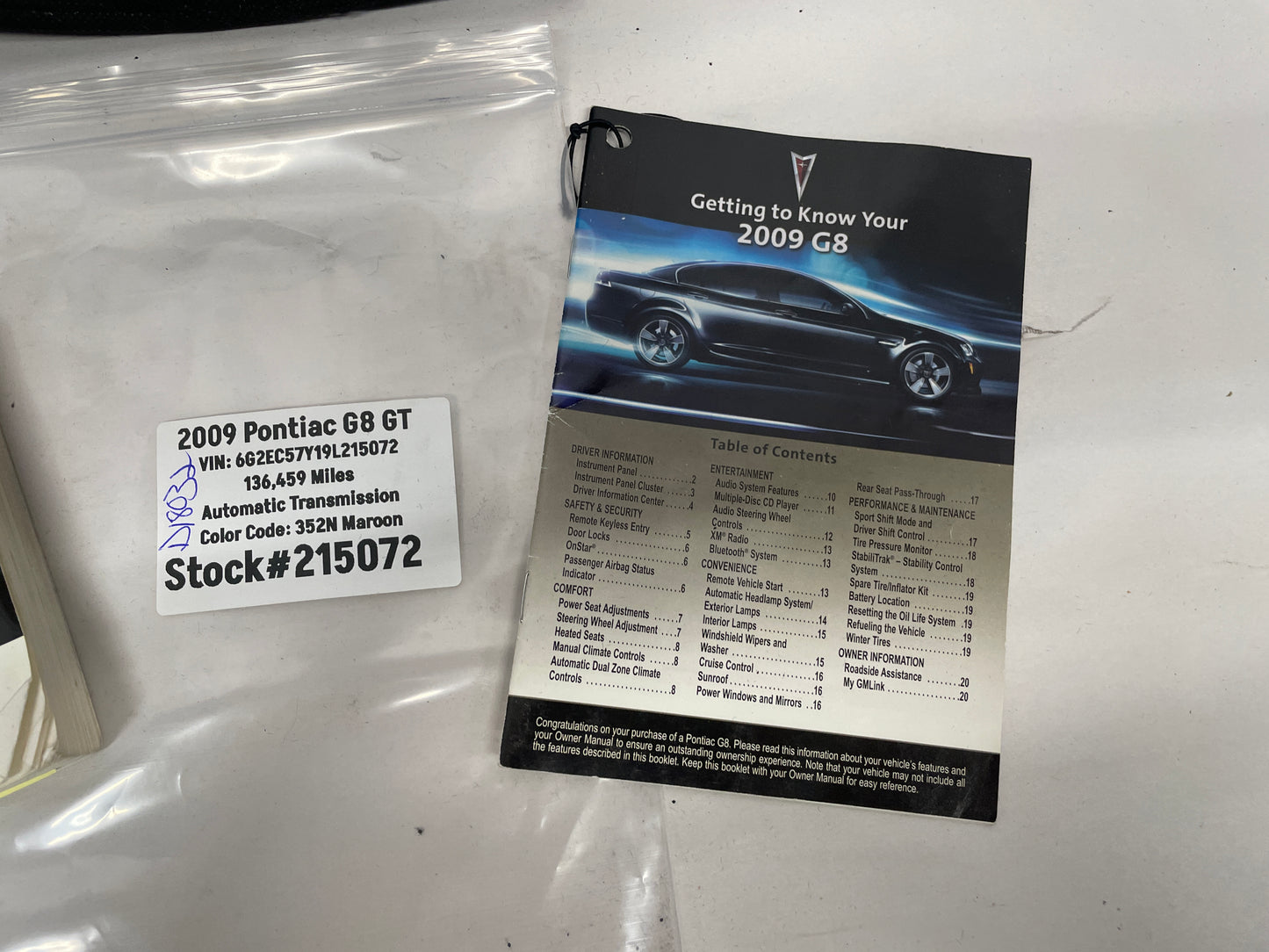 2009 Pontiac G8 GT Owners Manual Booklet OEM - Day's Parts Yard