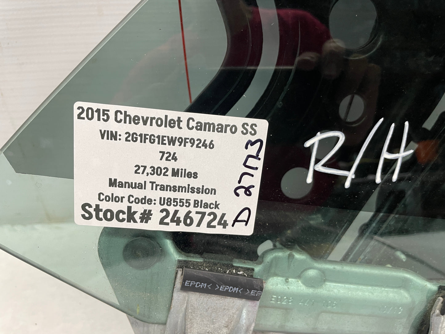 2015 Chevy Camaro SS Convertible RH Passenger Quarter Window Motor Regulator OEM