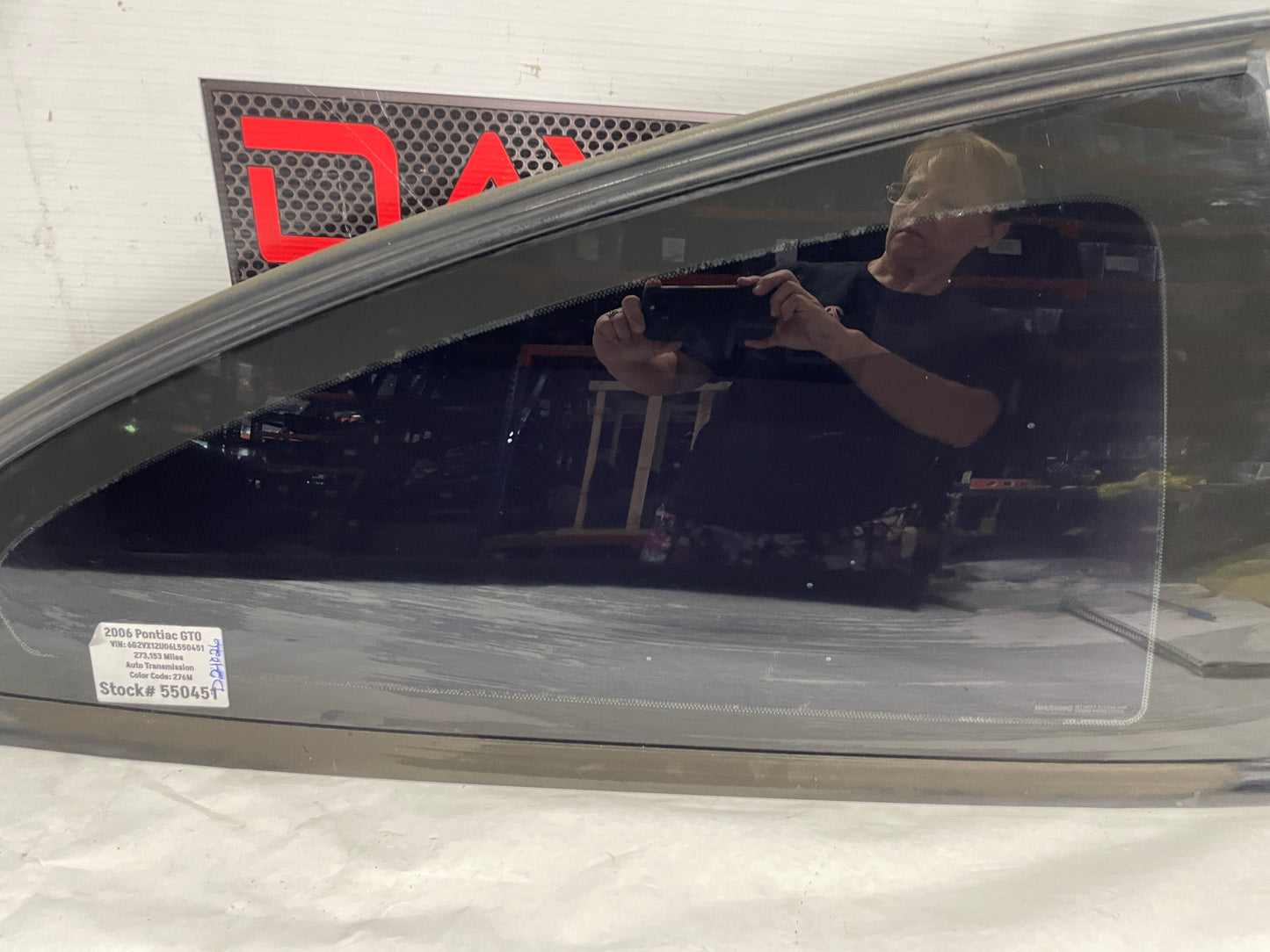 2006 Pontiac GTO RH Passenger Rear Quarter Window Glass OEM - Day's Parts Yard