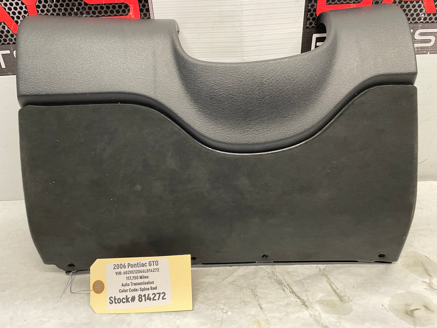 2006 Pontiac GTO Black Suede Interior Knee Bolster Fuse Box Block Cover OEM - Day's Parts Yard