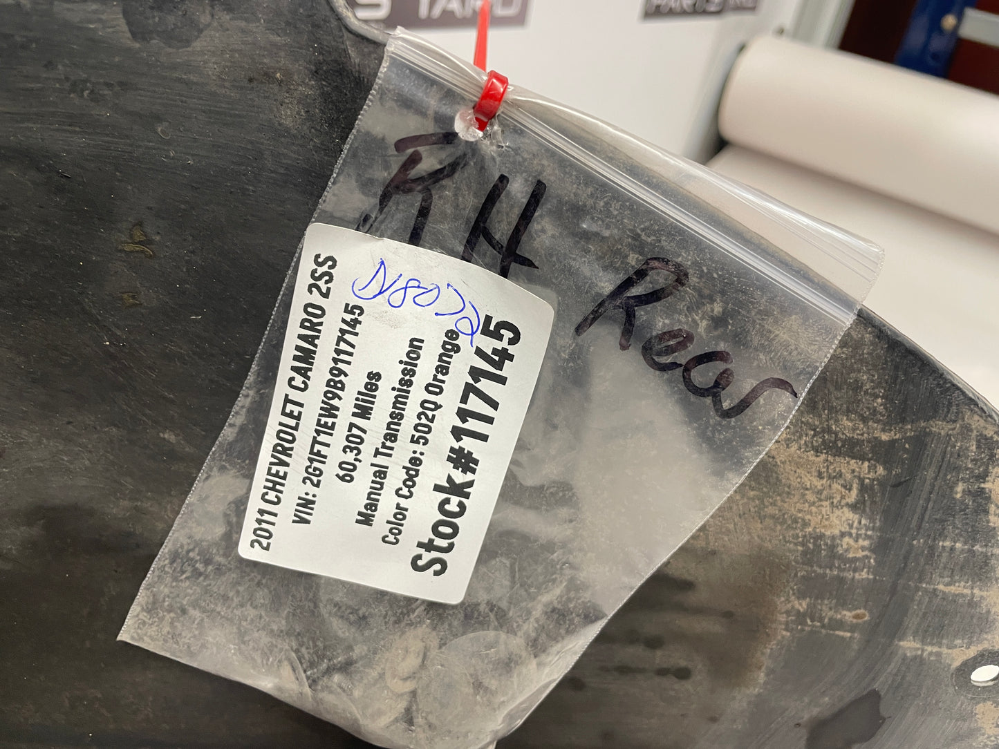 2011 Chevy Camaro SS RH Passenger Rear Fender Wheel Well Liner OEM - Day's Parts Yard