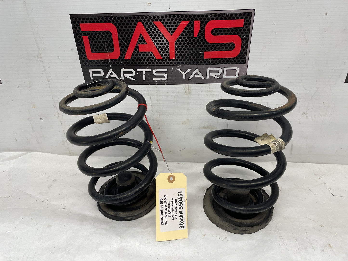 2006 Pontiac GTO Rear Coil Springs RH & LH OEM - Day's Parts Yard
