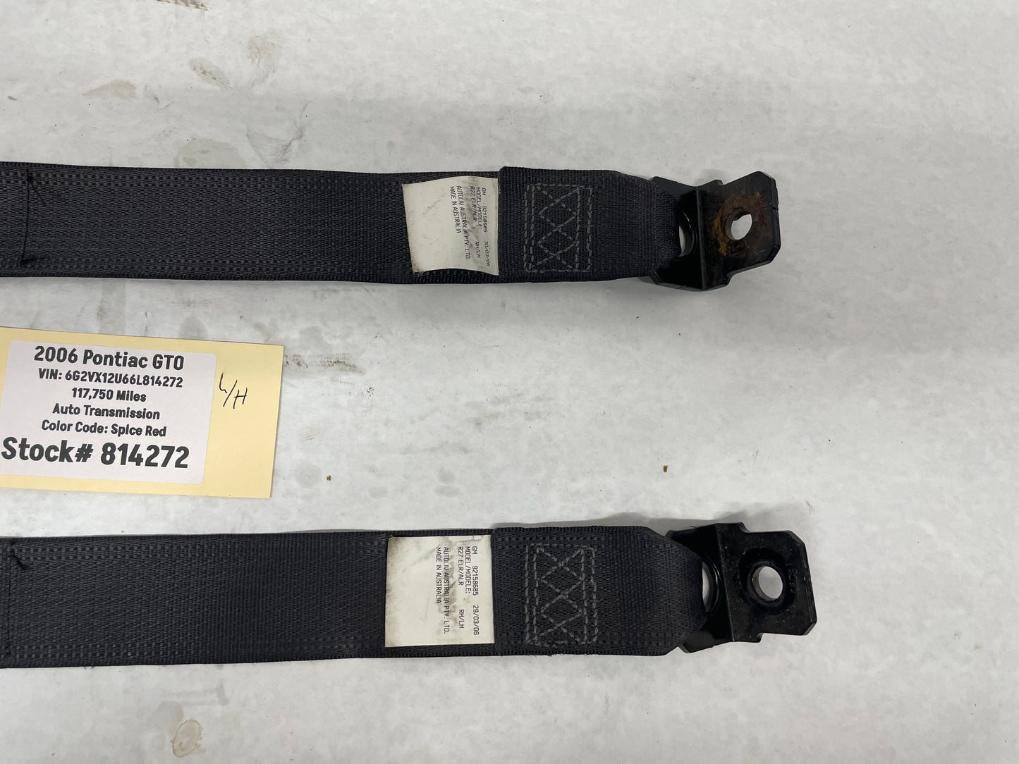 2006 Pontiac GTO RH & LH Rear Seat Belt Seatbelt Retractors OEM - Day's Parts Yard