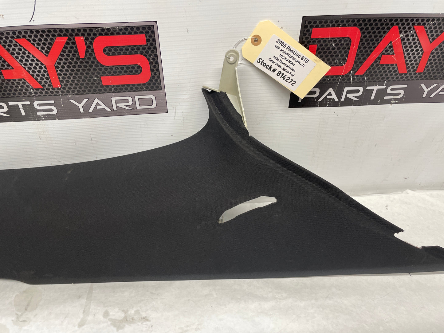 2006 Pontiac GTO LH Driver Rear Interior C Pillar Seat Belt Cover Trim Panel OEM - Day's Parts Yard