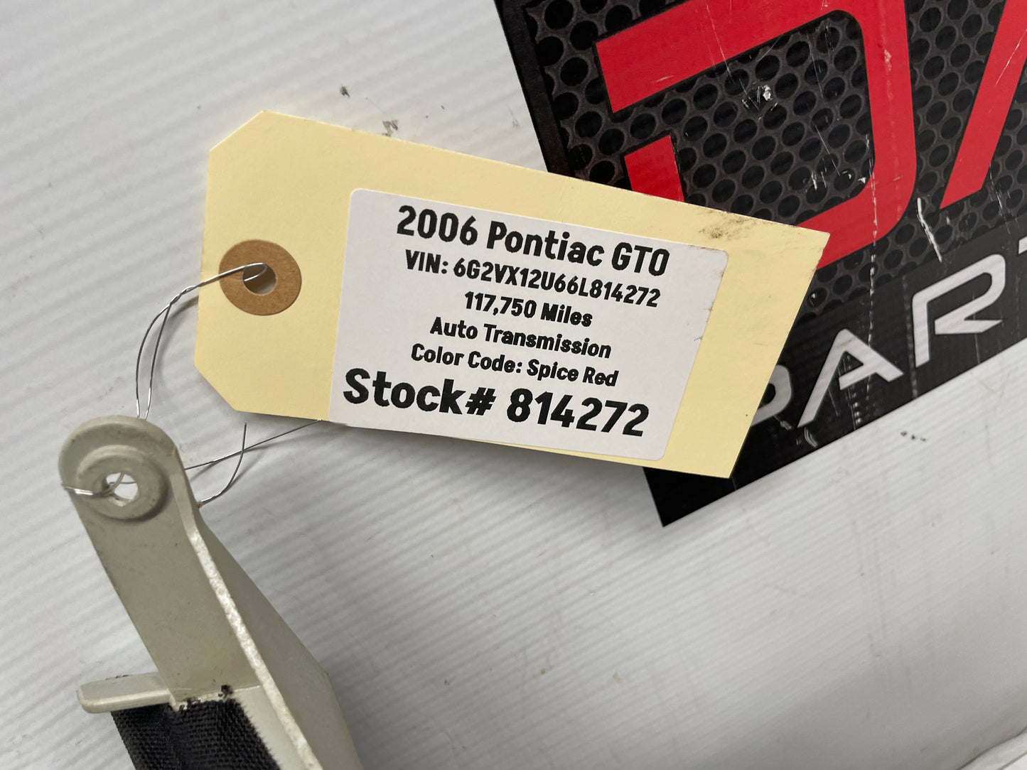 2006 Pontiac GTO LH Driver Rear Interior C Pillar Seat Belt Cover Trim Panel OEM - Day's Parts Yard
