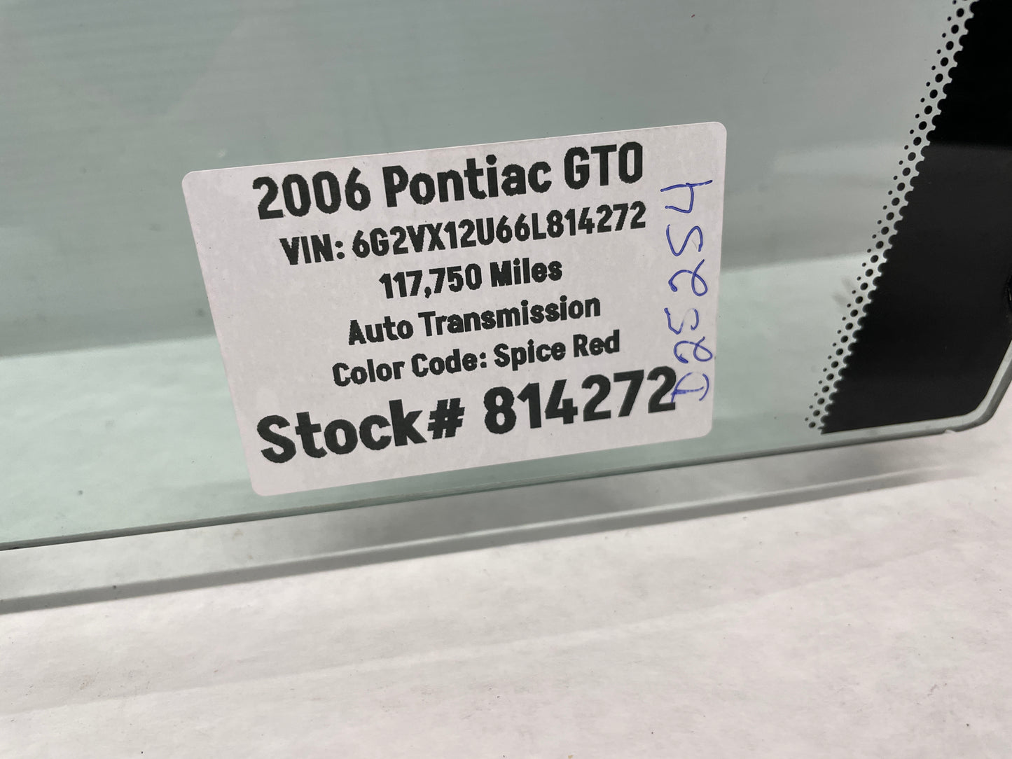 2006 Pontiac GTO LH Driver Front Door Window Glass OEM - Day's Parts Yard