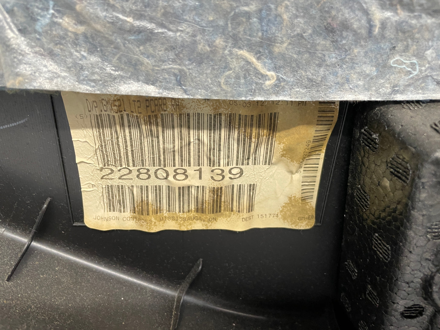 2012 Chevy Camaro ZL1 RH Passenger Carbon Flash Front Interior Door Panel OEM - Day's Parts Yard