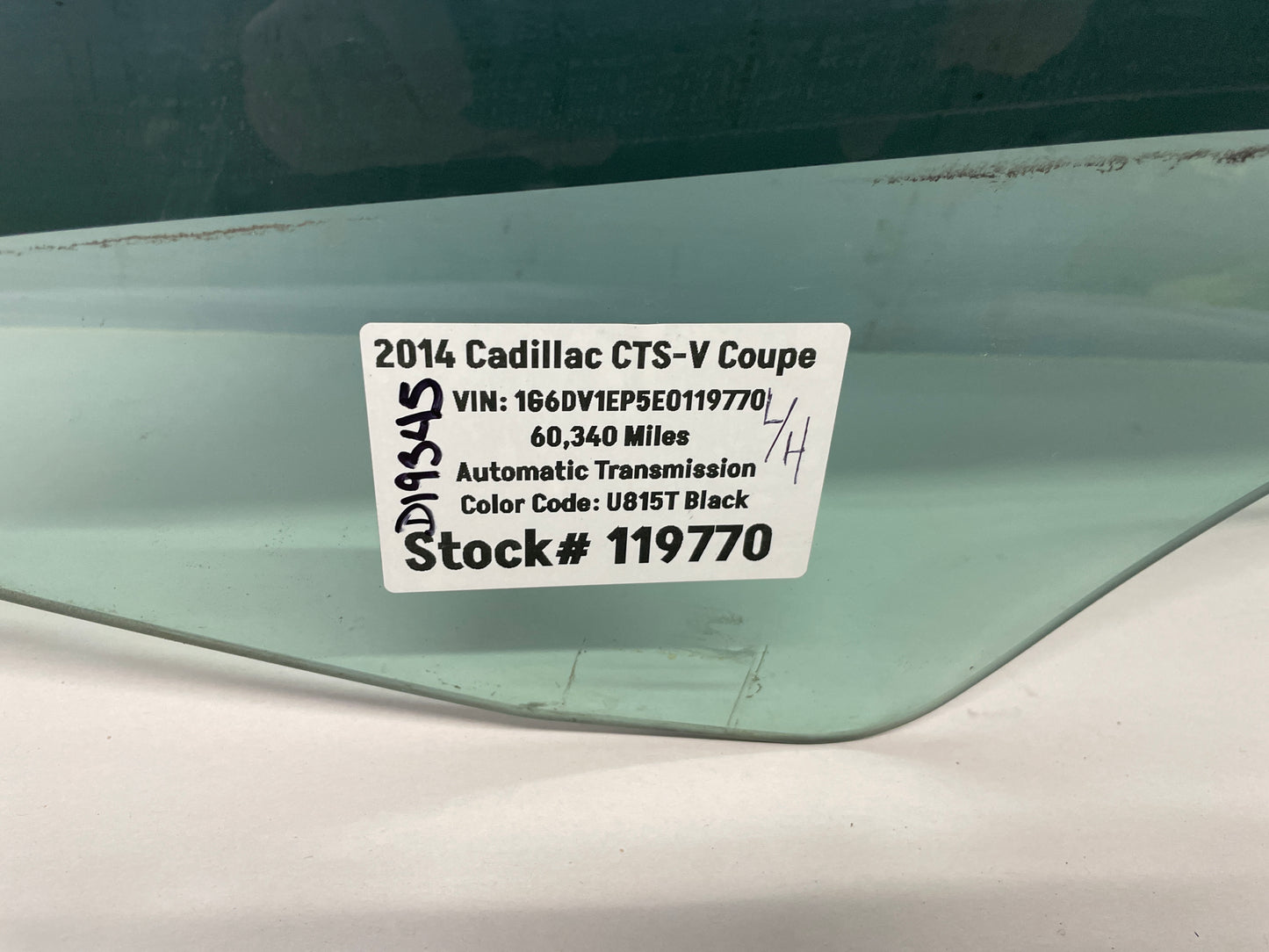 2014 Cadillac CTS-V Coupe LH Driver Door Window Glass OEM - Day's Parts Yard