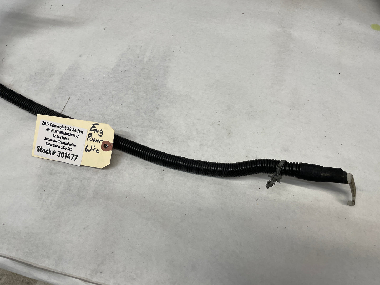 2017 Chevy SS Sedan Starter Alternator Power Wire Wiring Harness OEM - Day's Parts Yard