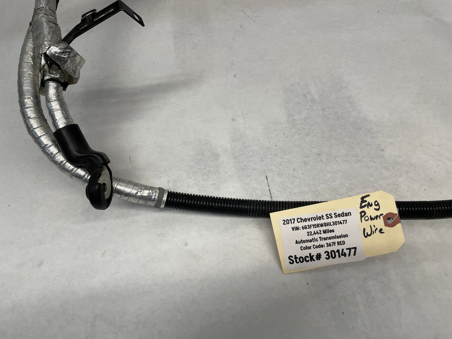 2017 Chevy SS Sedan Starter Alternator Power Wire Wiring Harness OEM - Day's Parts Yard