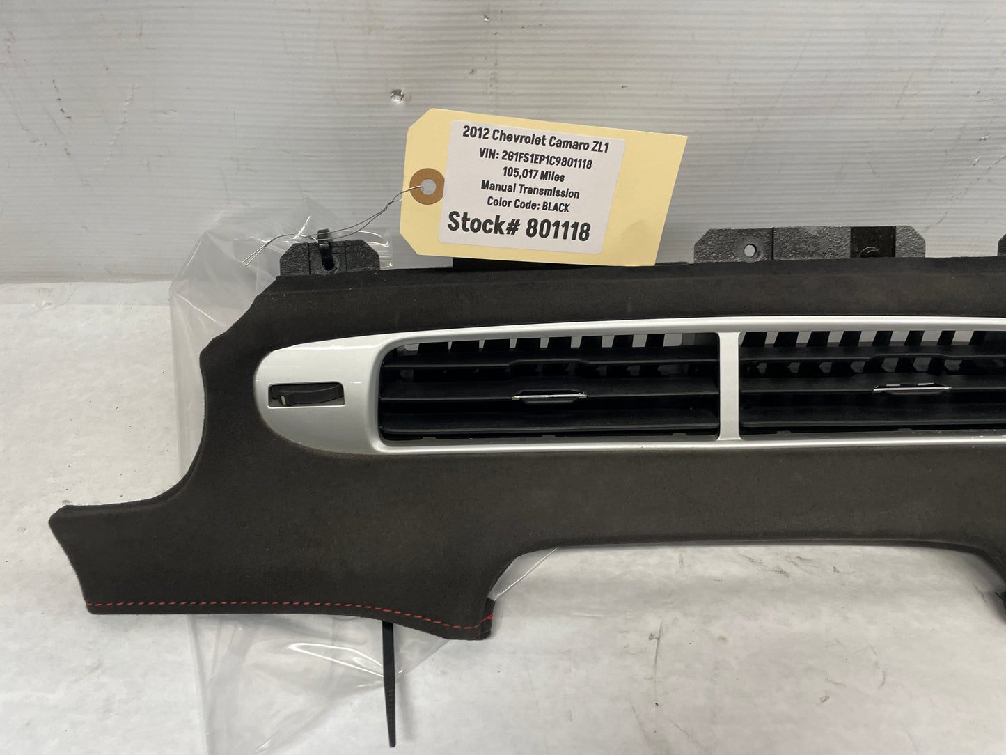 2012 Chevy Camaro ZL1 Alcantara Black Suede Dash Trim Insert Panel OEM - Day's Parts Yard