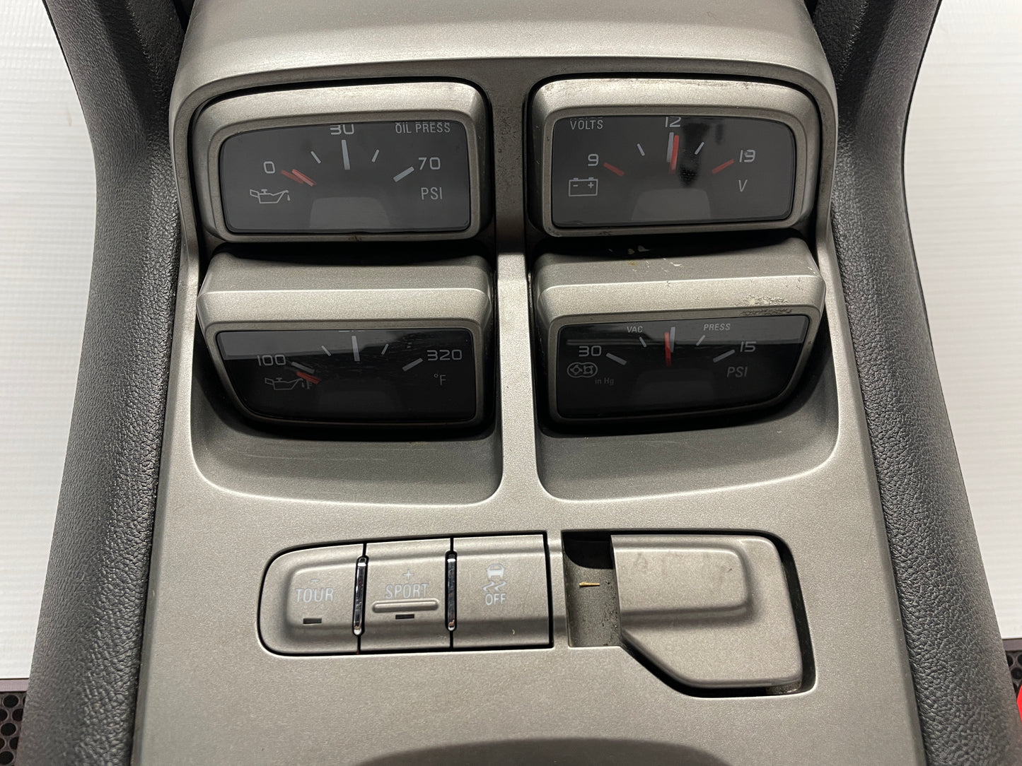 2012 Chevy Camaro ZL1 Complete Center Console Arm Rest w/ Auxiliary Gauges OEM - Day's Parts Yard