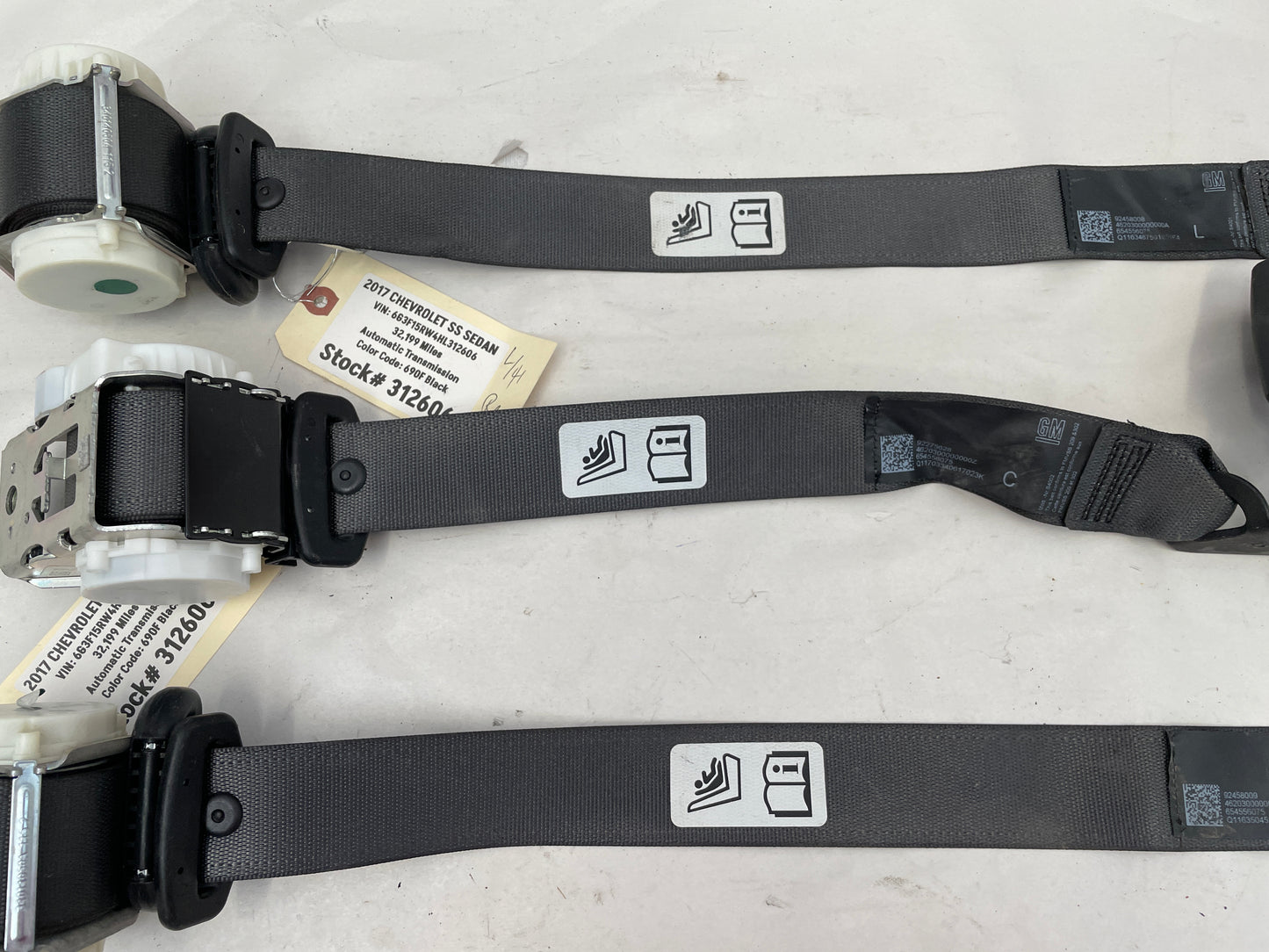 2017 Chevy SS Sedan Rear Seatbelt Seat Belt Retractor Set - Day's Parts Yard