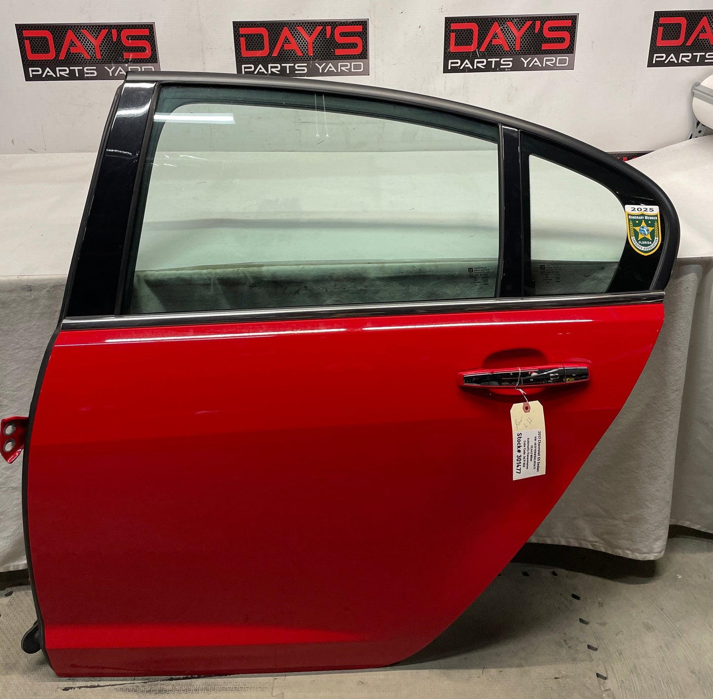 2017 Chevy SS Sedan LH Driver Rear Door Red OEM - Day's Parts Yard