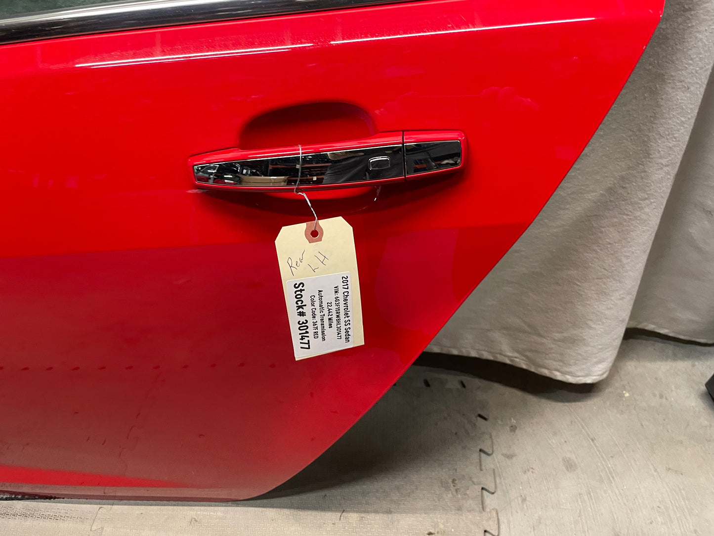 2017 Chevy SS Sedan LH Driver Rear Door Red OEM - Day's Parts Yard