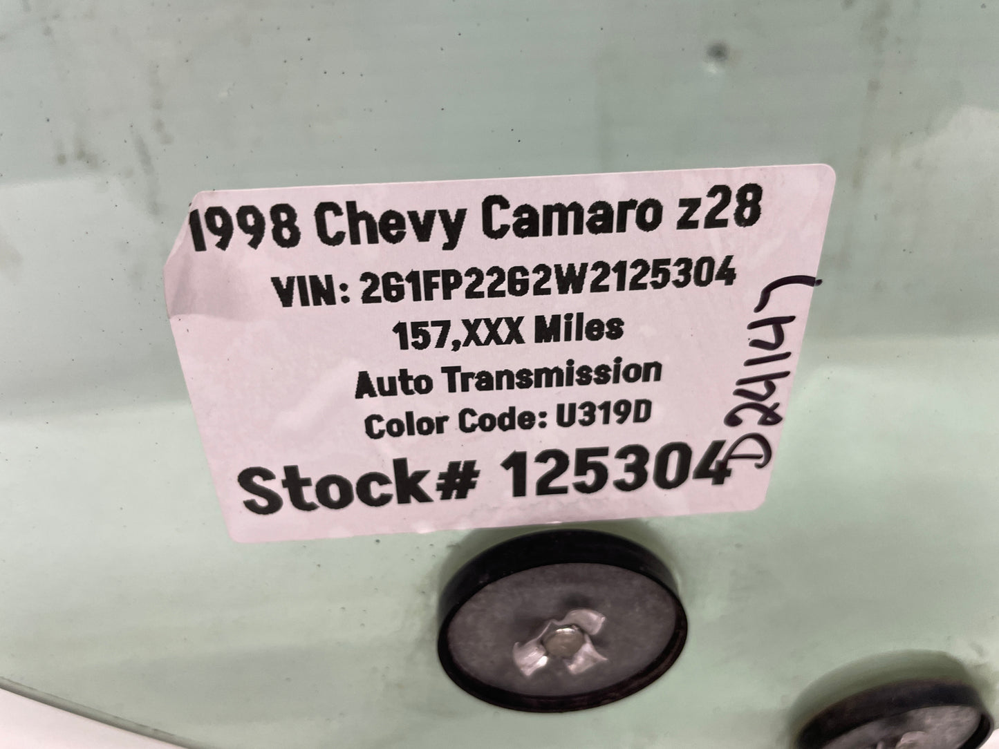 1998 Chevy Camaro Z28 RH Passenger Front Door Window Glass OEM - Day's Parts Yard