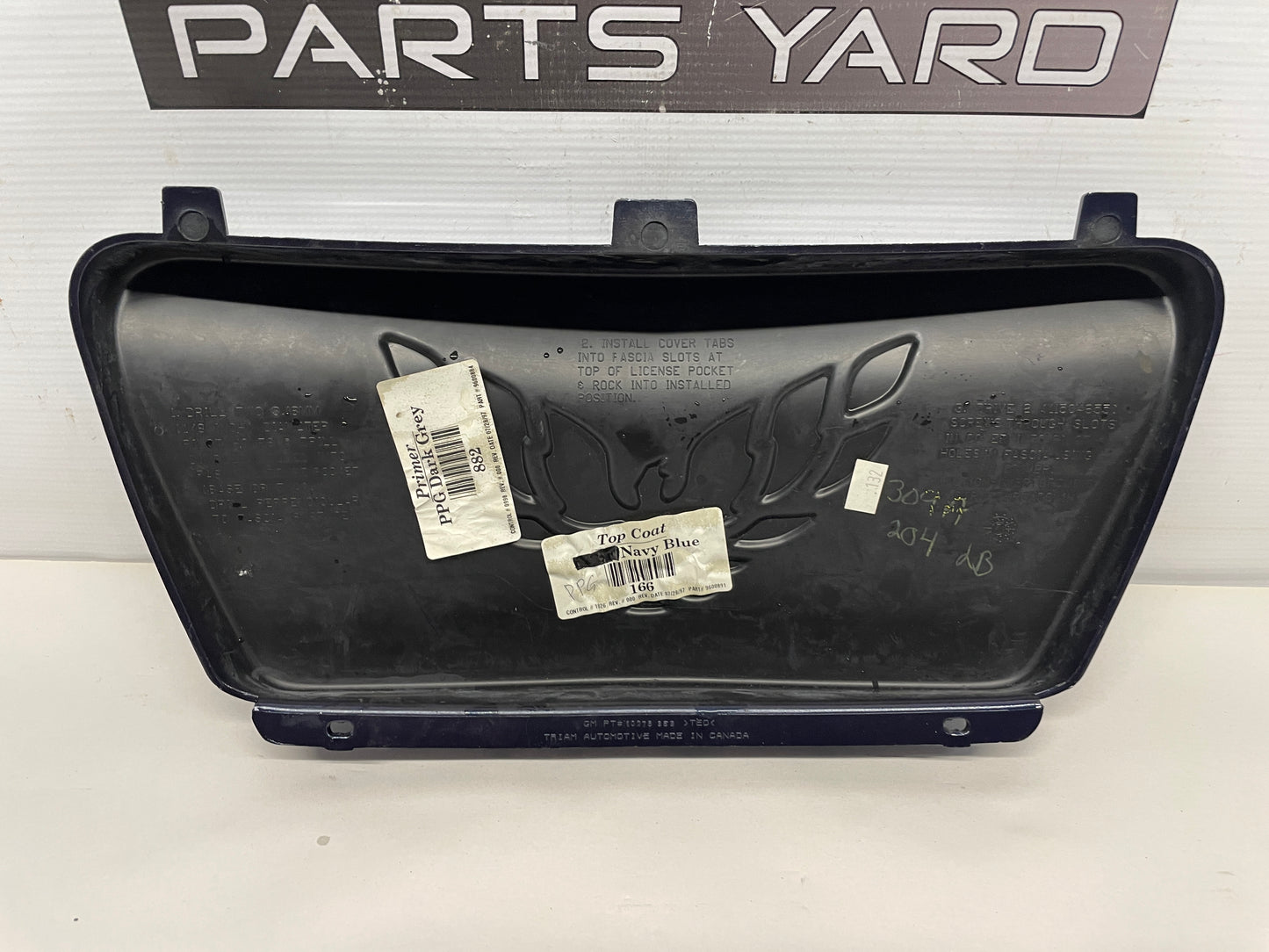 1998 Pontiac Firebird Formula Front License Plate Cover Filler Panel OEM - Day's Parts Yard