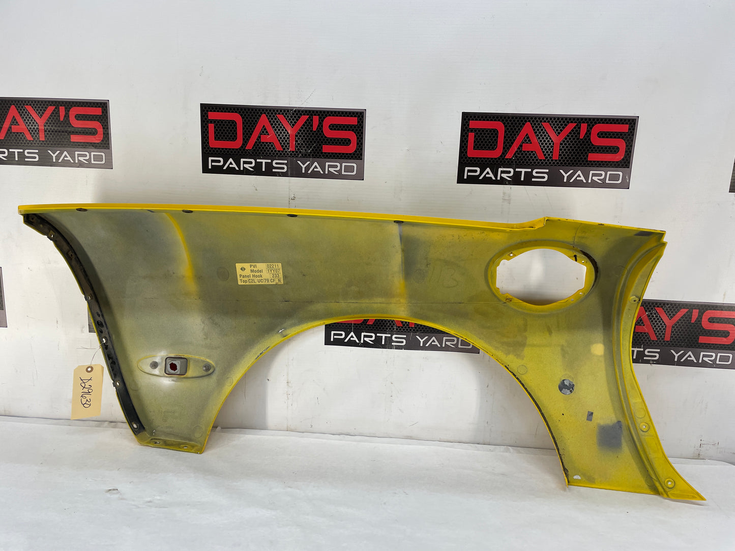 2004 Chevy C5 Corvette LH Driver Rear Quarter Fender Panel Yellow OEM - Day's Parts Yard