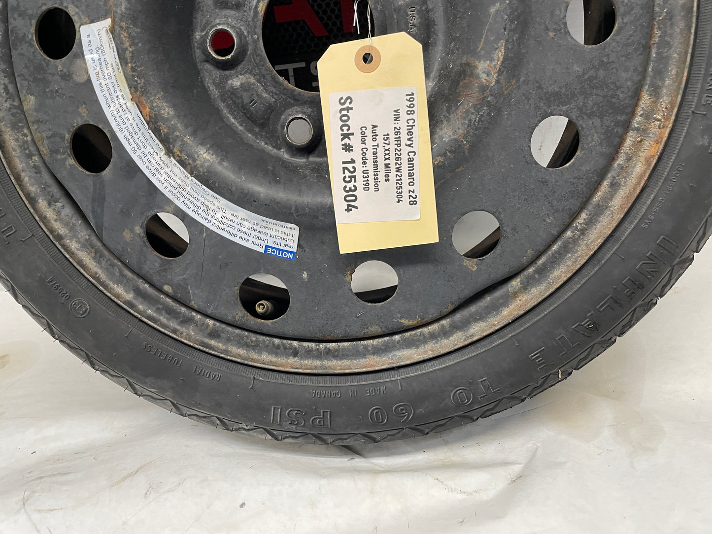 1998 Chevy Camaro Z28 Compact Spare Wheel & Tire OEM - Day's Parts Yard
