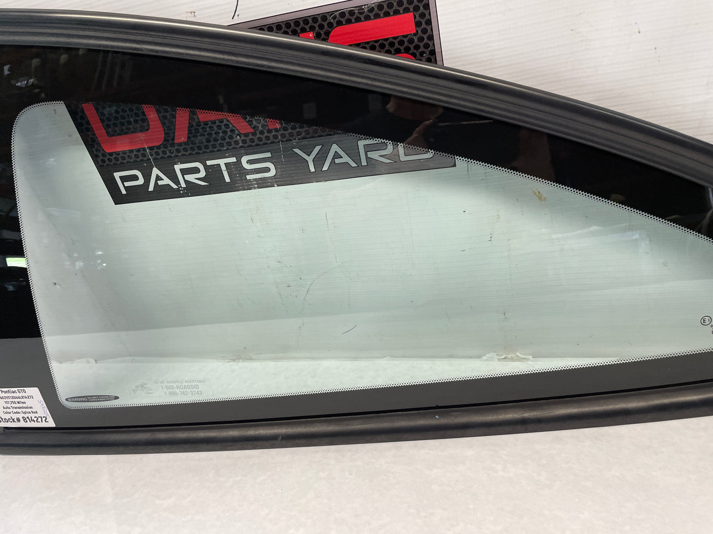 2006 Pontiac GTO LH Driver Rear Quarter Window Glass OEM - Day's Parts Yard