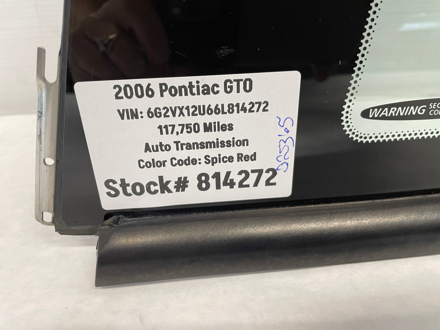 2006 Pontiac GTO LH Driver Rear Quarter Window Glass OEM - Day's Parts Yard