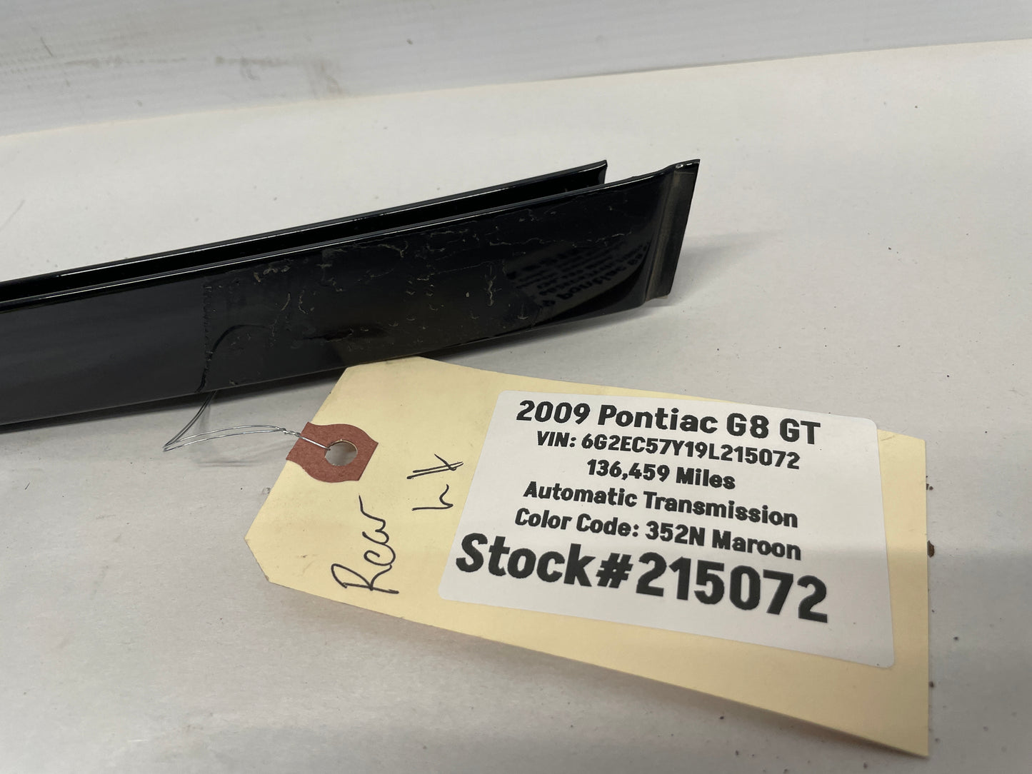 2009 Pontiac G8 GT LH Driver Rear Door Rear Pillar Post Applique Trim OEM - Day's Parts Yard
