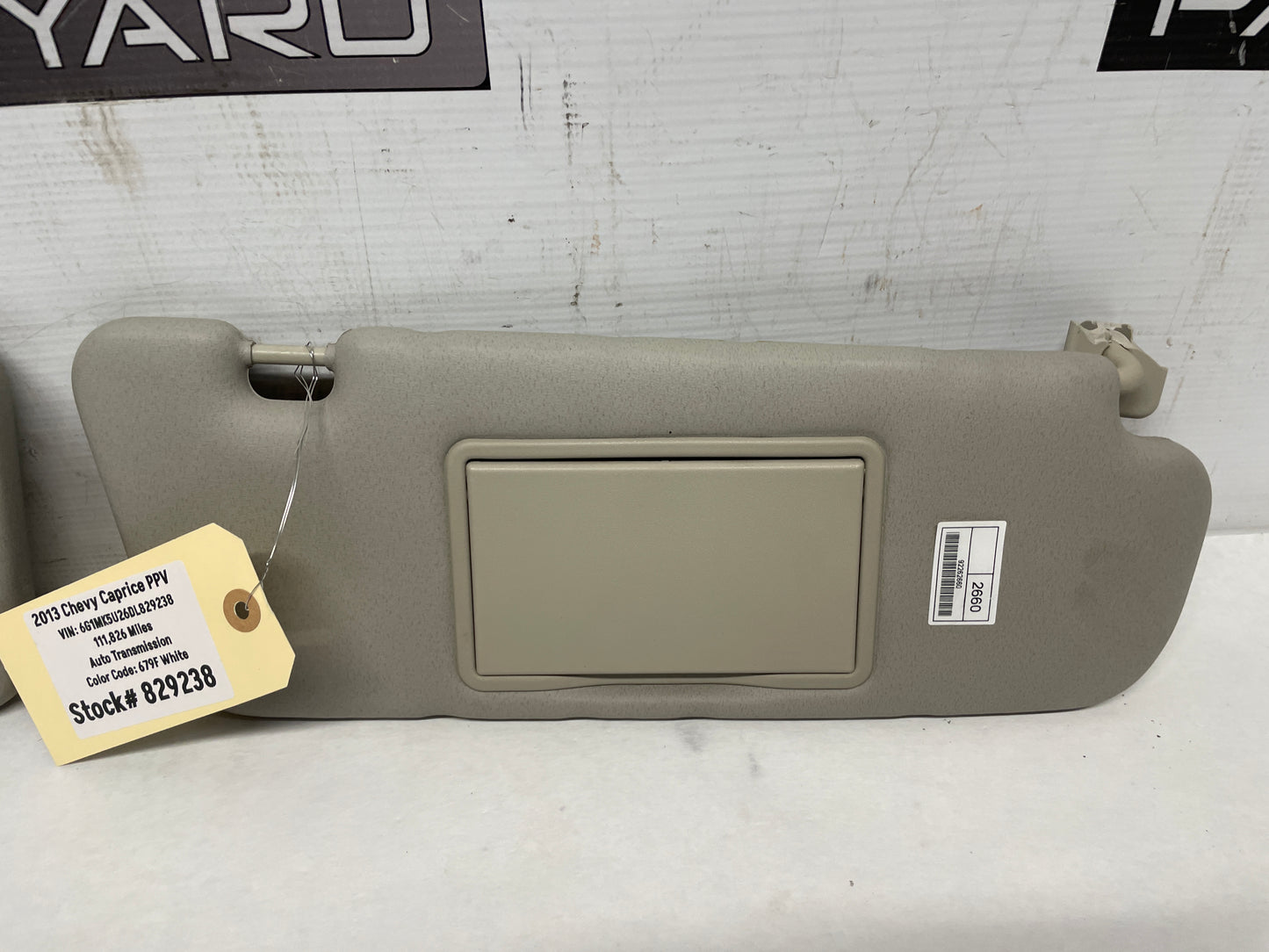 2013 Chevy Caprice PPV RH & LH Sun Visor Sunvisor Sun Shade OEM - Day's Parts Yard