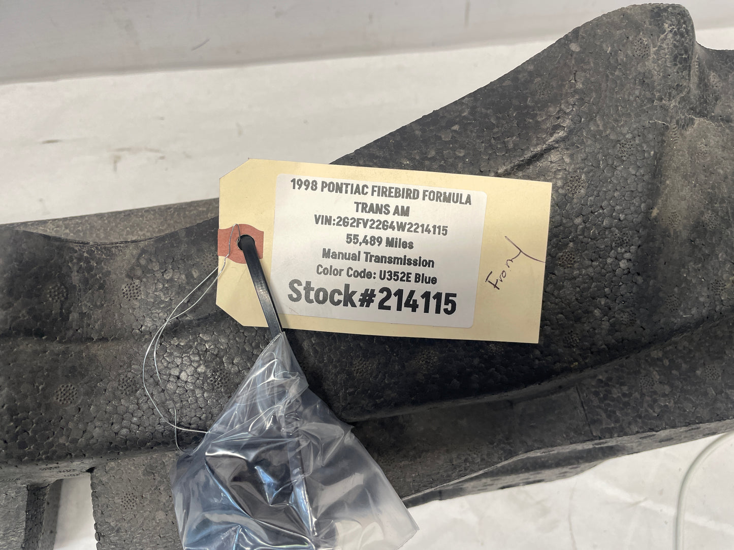 1998 Pontiac Firebird Formula Front Bumper Energy Impact Absorber Foam OEM - Day's Parts Yard