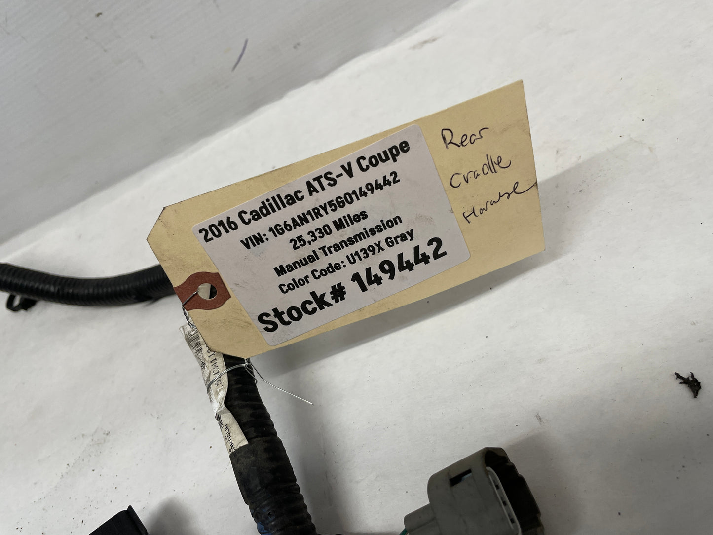 2016 Cadillac ATS-V Coupe Rear Suspension Cradle Wire Wiring Harness OEM - Day's Parts Yard