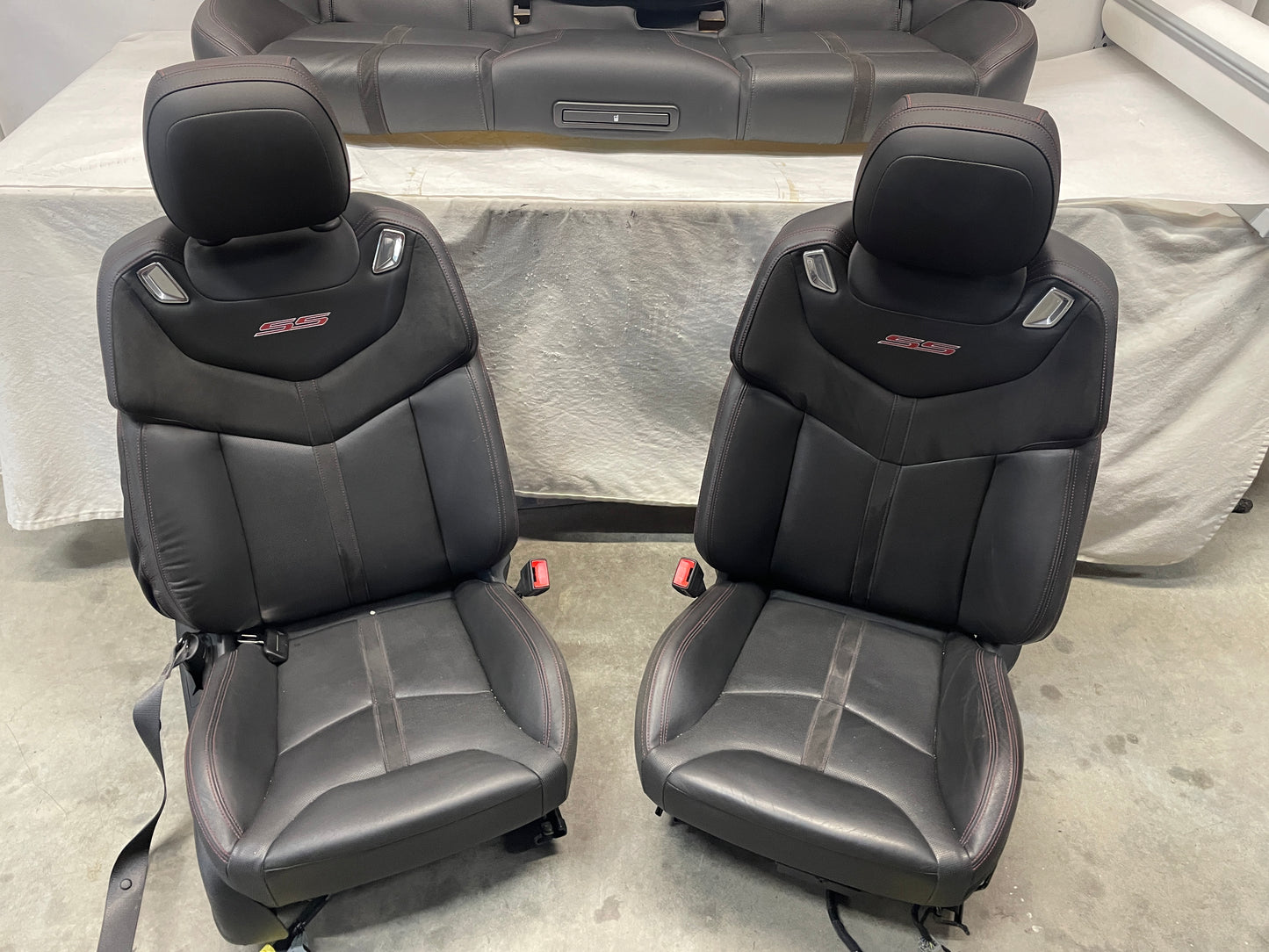 2014 Chevy SS Sedan Seats Fronts and Rears Black Leather Alcantara Suede OEM - Day's Parts Yard
