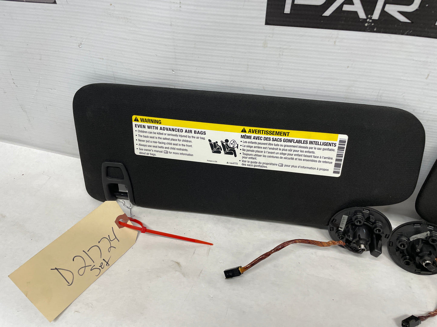 2016 Cadillac ATS-V Coupe RH & LH Sun Visor Shade Sunvisor Sunshade Black OEM - Day's Parts Yard