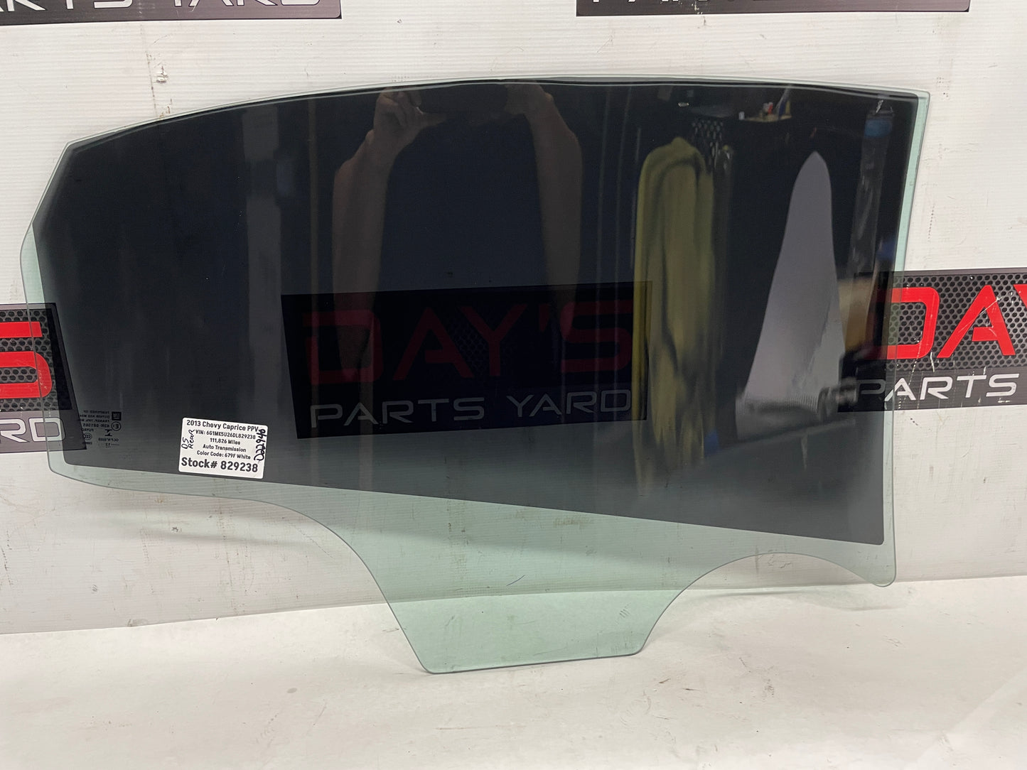 2013 Chevy Caprice PPV LH Driver Rear Door Window Glass OEM - Day's Parts Yard