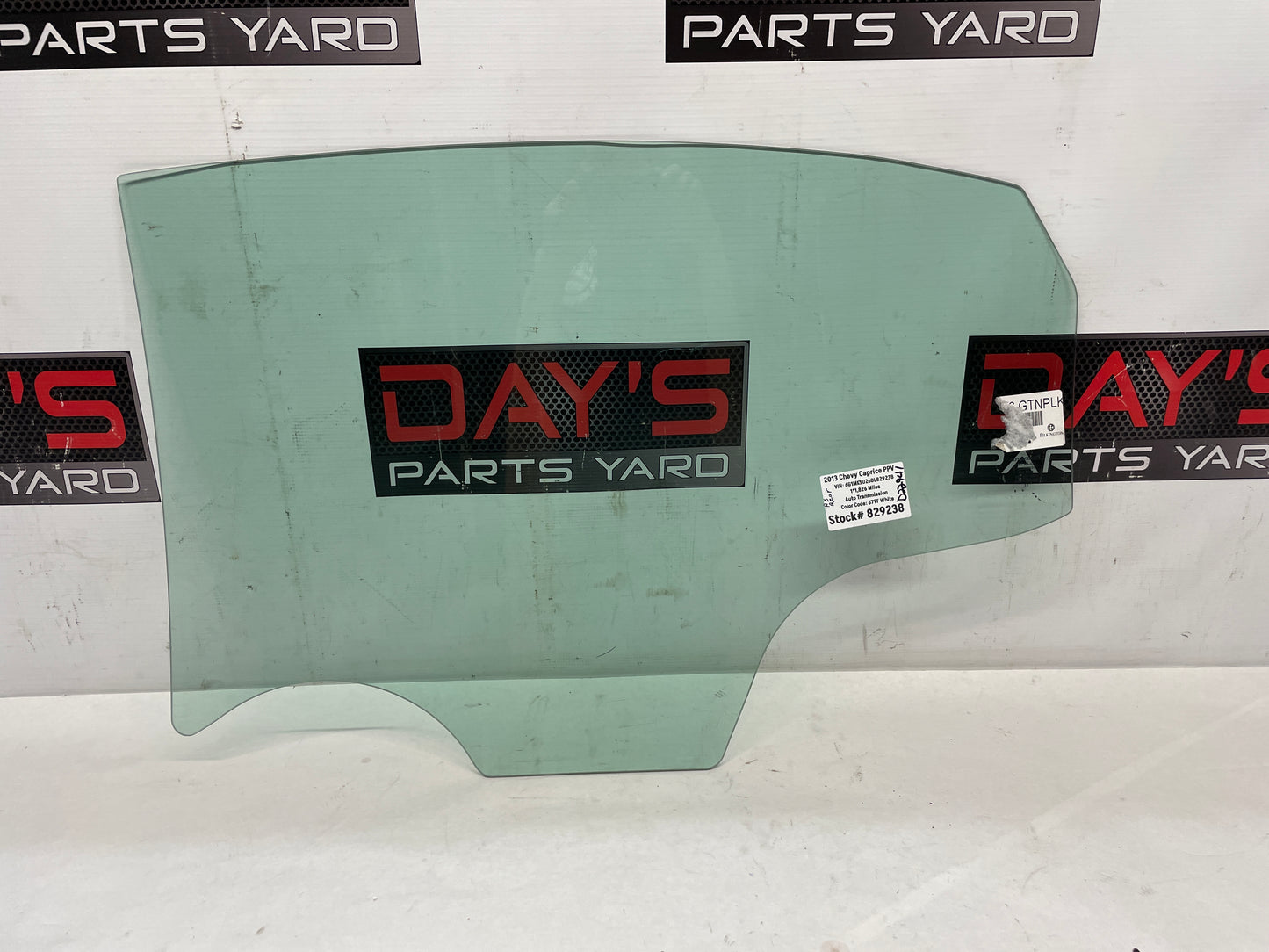 2013 Chevy Caprice PPV RH Passenger Rear Door Window Glass OEM - Day's Parts Yard