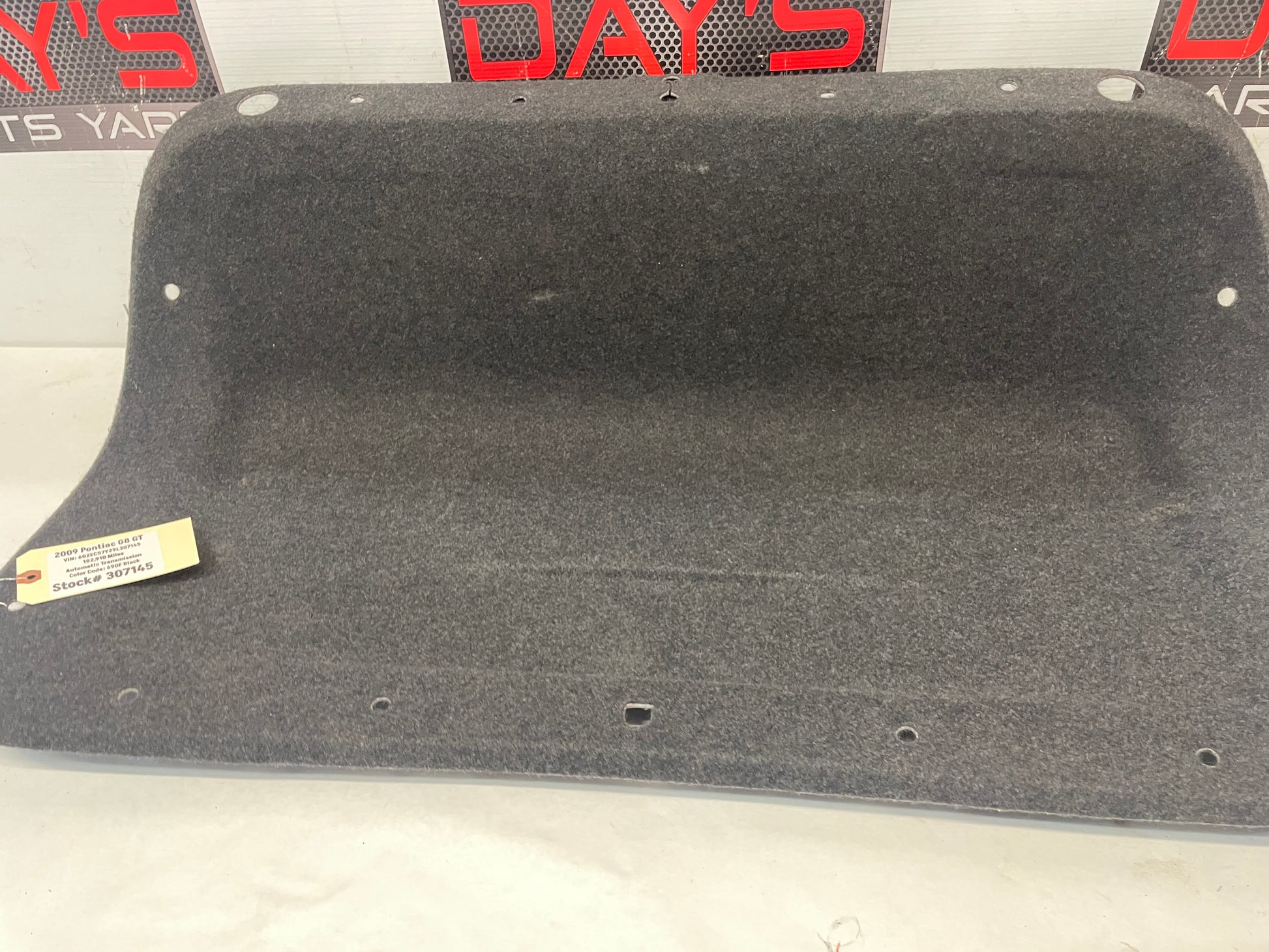 2009 Pontiac G8 GT Trunk Deck Lid Liner Carpet Felt OEM - Day's Parts Yard