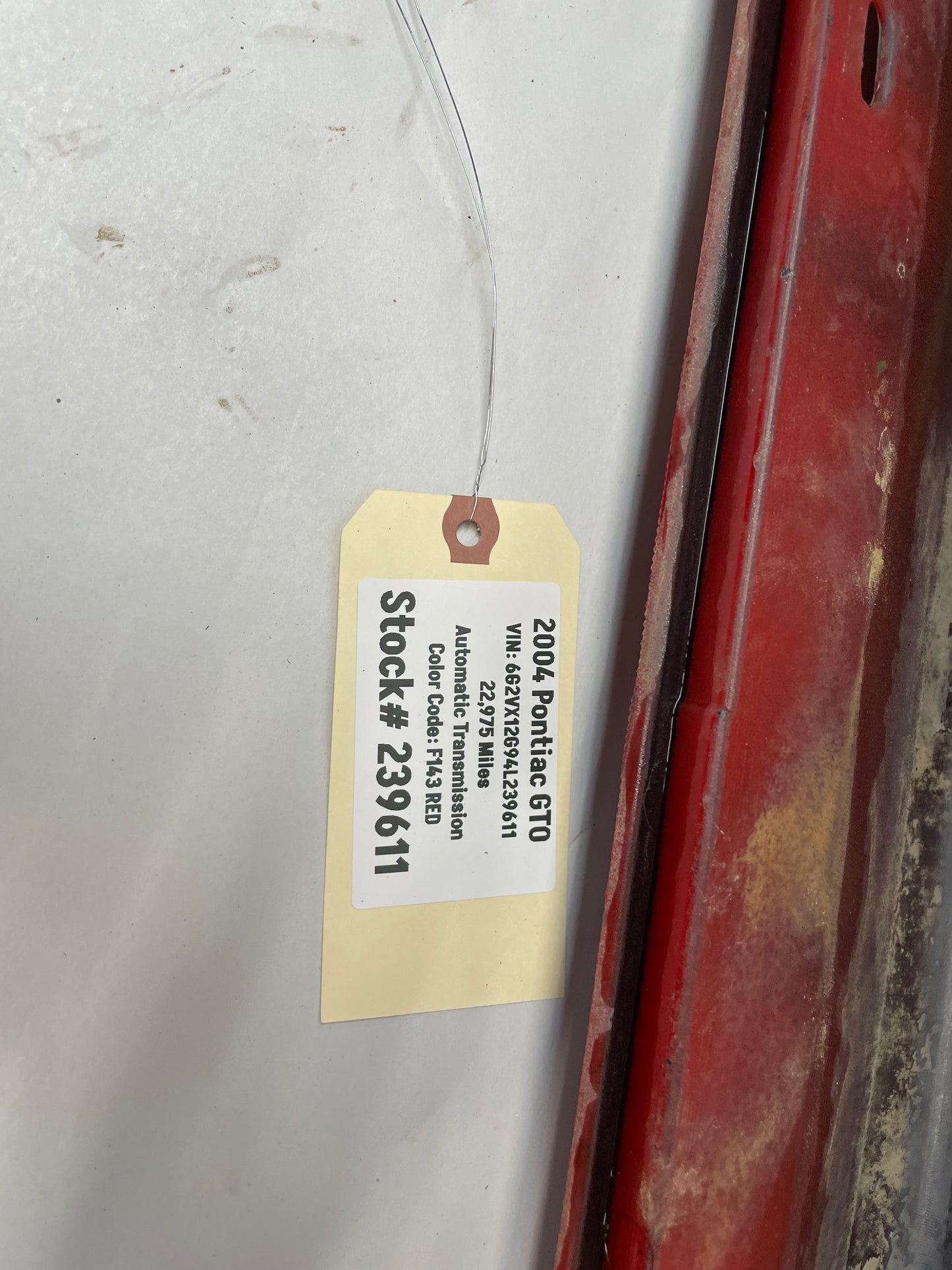 2004 Pontiac GTO RH Passenger Rocker Molding Side Skirt Red OEM - Day's Parts Yard