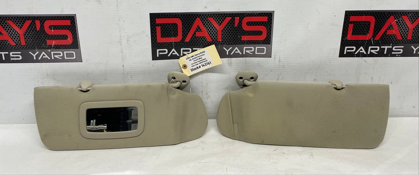 2004 GMC Sierra K1500 RH & LH Sunvisor Sun Visor Shade w/ Clips OEM - Day's Parts Yard