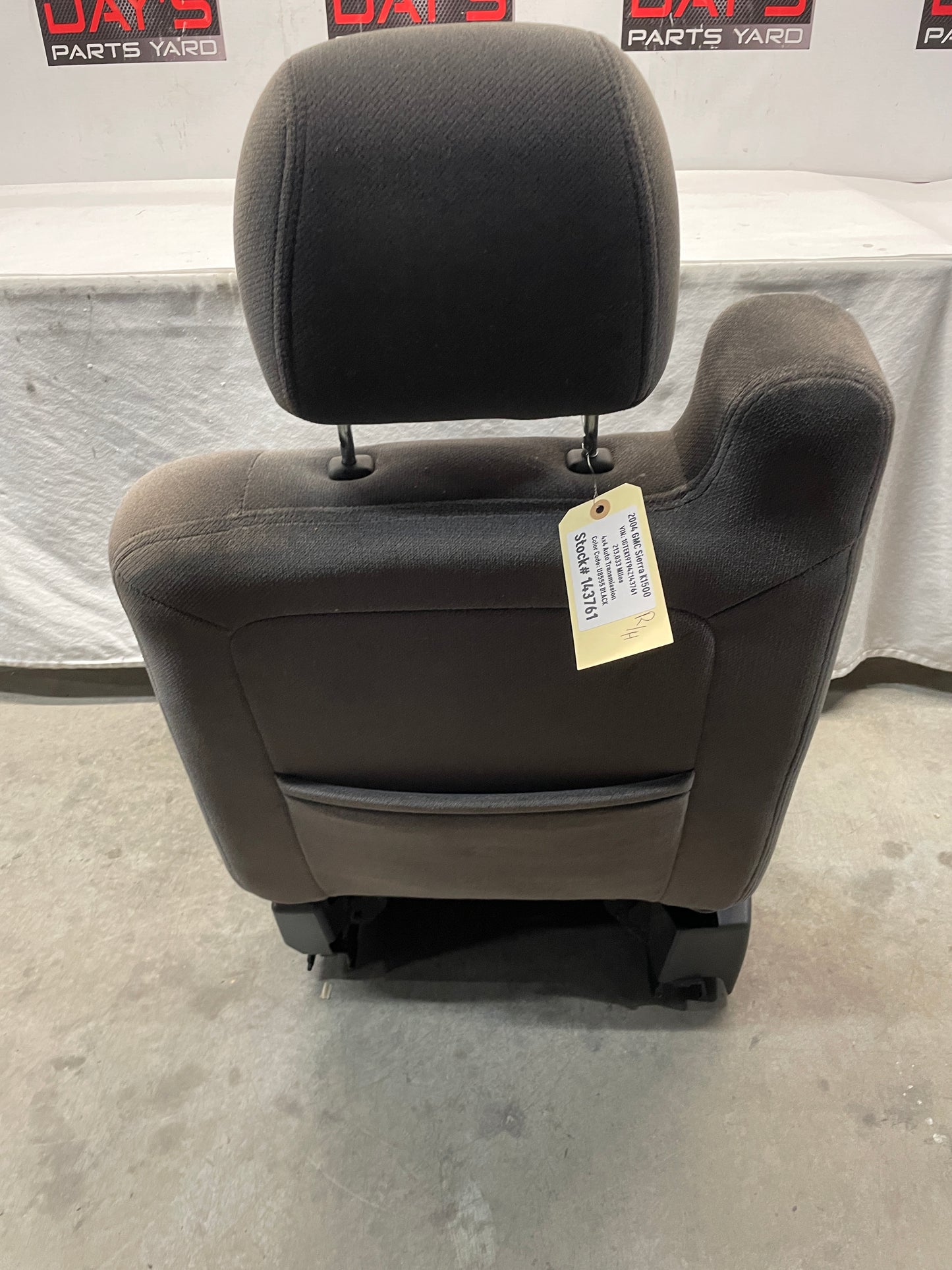 2004 GMC Sierra K1500 RH Passenger Front Seat Gray Cloth OEM - Day's Parts Yard