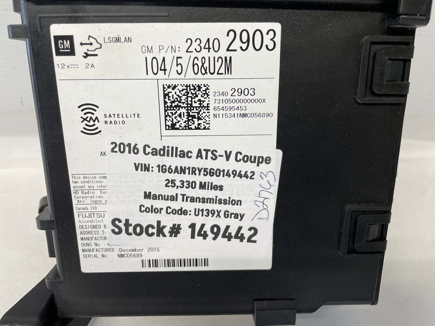 2016 Cadillac ATS-V Coupe Radio Receiver Tuner Module OEM - Day's Parts Yard