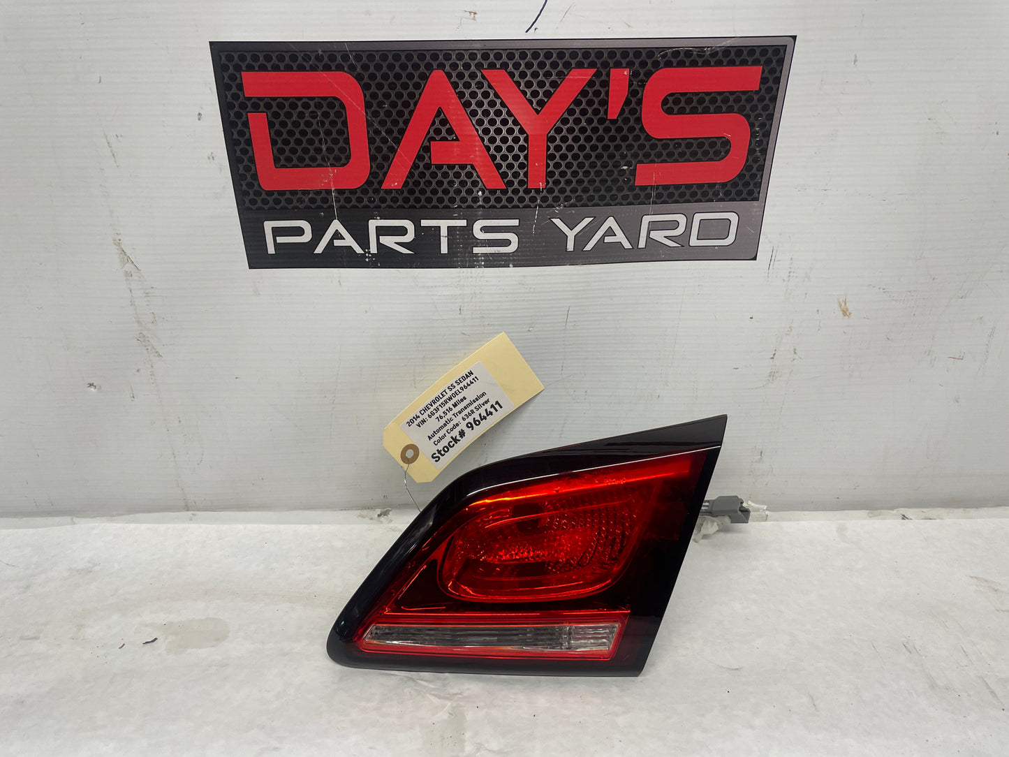 2014 Chevy SS Sedan RH Passenger Inner Tail Light Taillight Lamp OEM - Day's Parts Yard